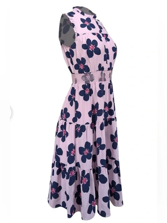 KATE SPADE - Lavender & Navy Floral Sleeveless Dress Size: Medium - Picture 3 of 4